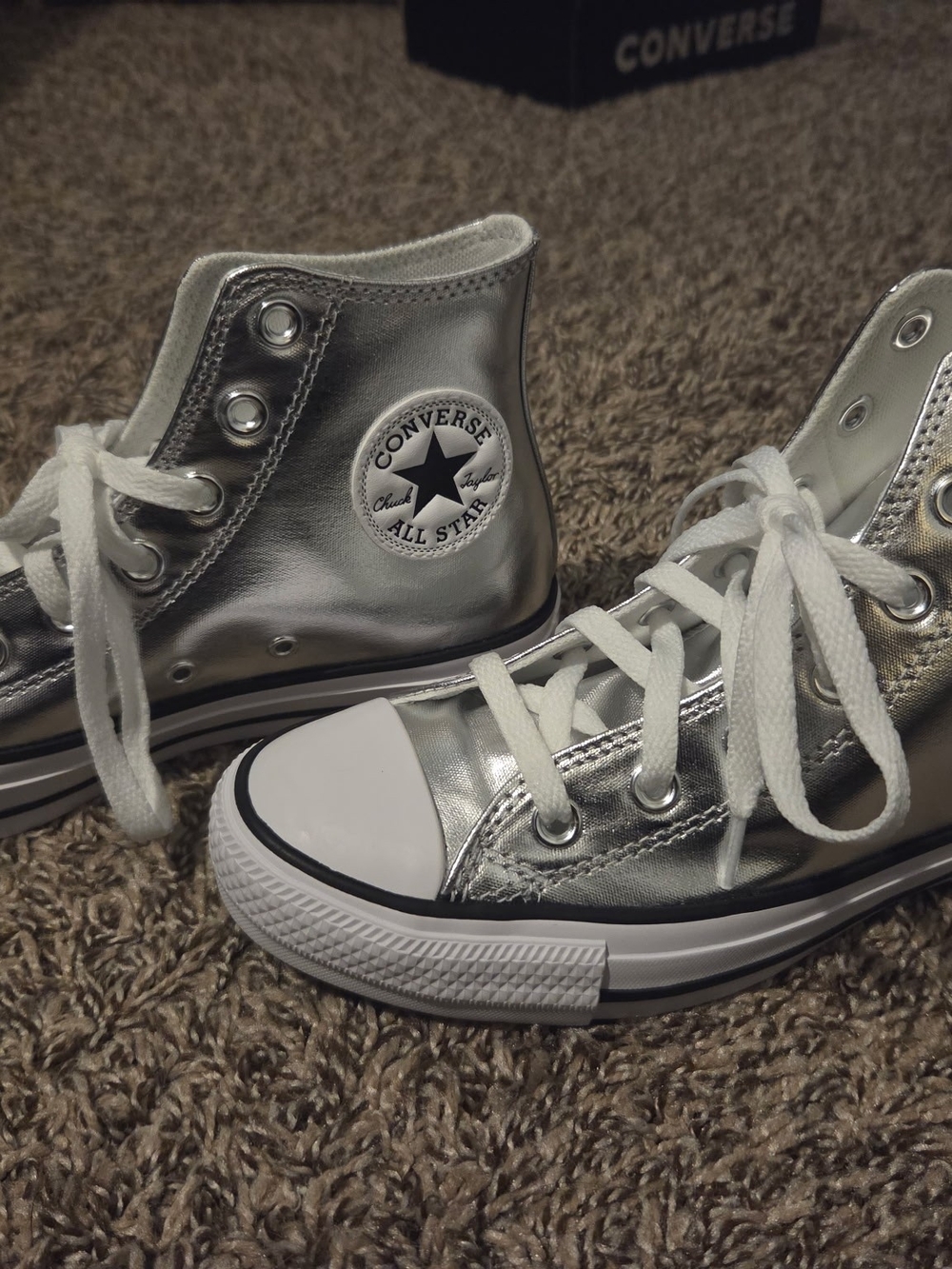 Converse Silver Metallic Chuck Taylor All Star High Top Sneakers
